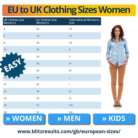 Clothing size chart for women, men and kids in US – EU & UK sizes